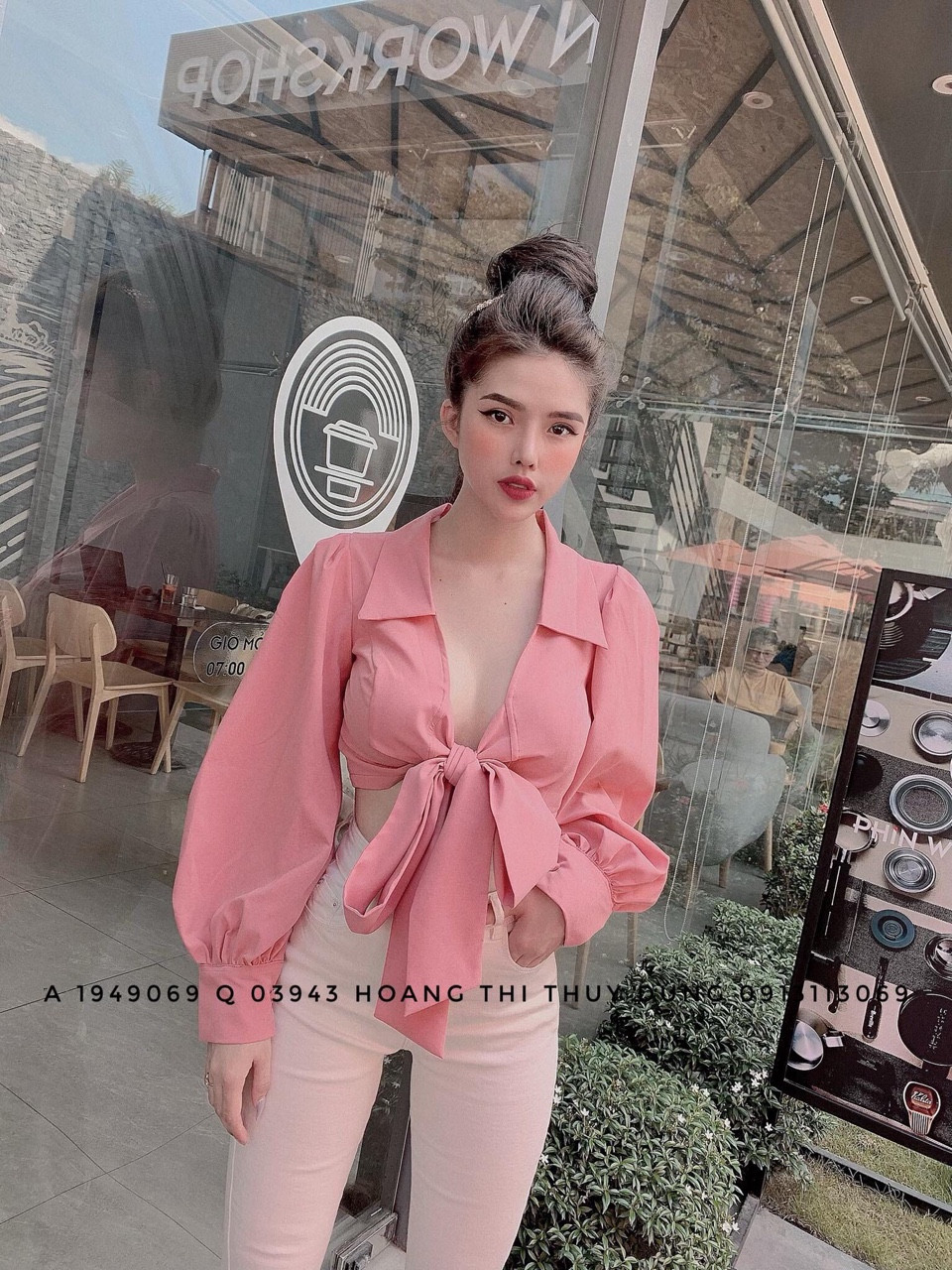 Áo phi lụa có cổ đi biển sexy TTSA0334 (TTKX0311)
