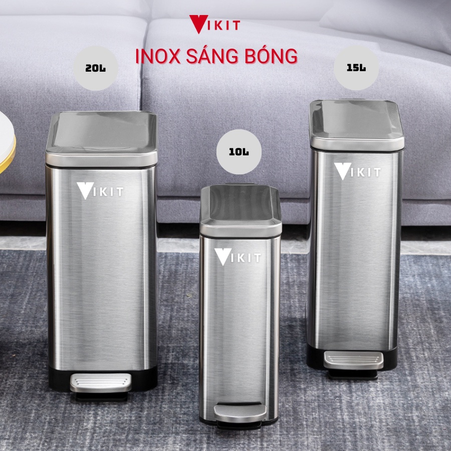 Thùng rác INOX đóng nắp chậm cao cấp VIKIT R16