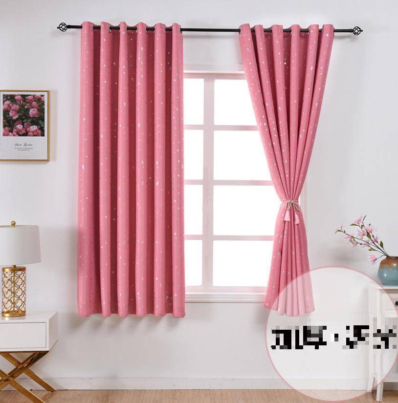 Rèm vải dày treo cửa chống nắng tốt 99% (có sẵn khoen) - NGÔI SAO NỀN HỒNG 2M CAO