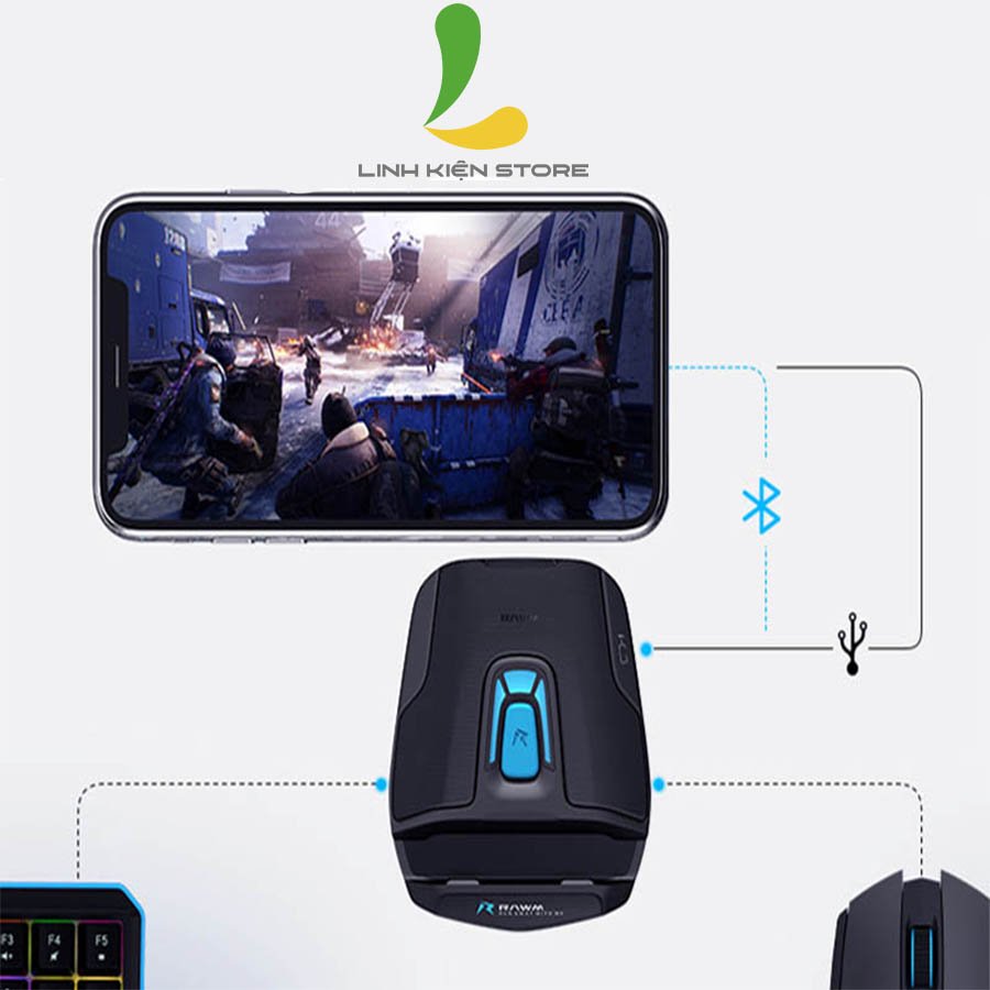 Bộ chuyển đổi chơi game Rawm Shell -  Kết nối Bluetooth 5.0 , bảo hành 12 tháng - Bộ chuyển thông minh nhận dạng toàn bộ thiết bị bắn