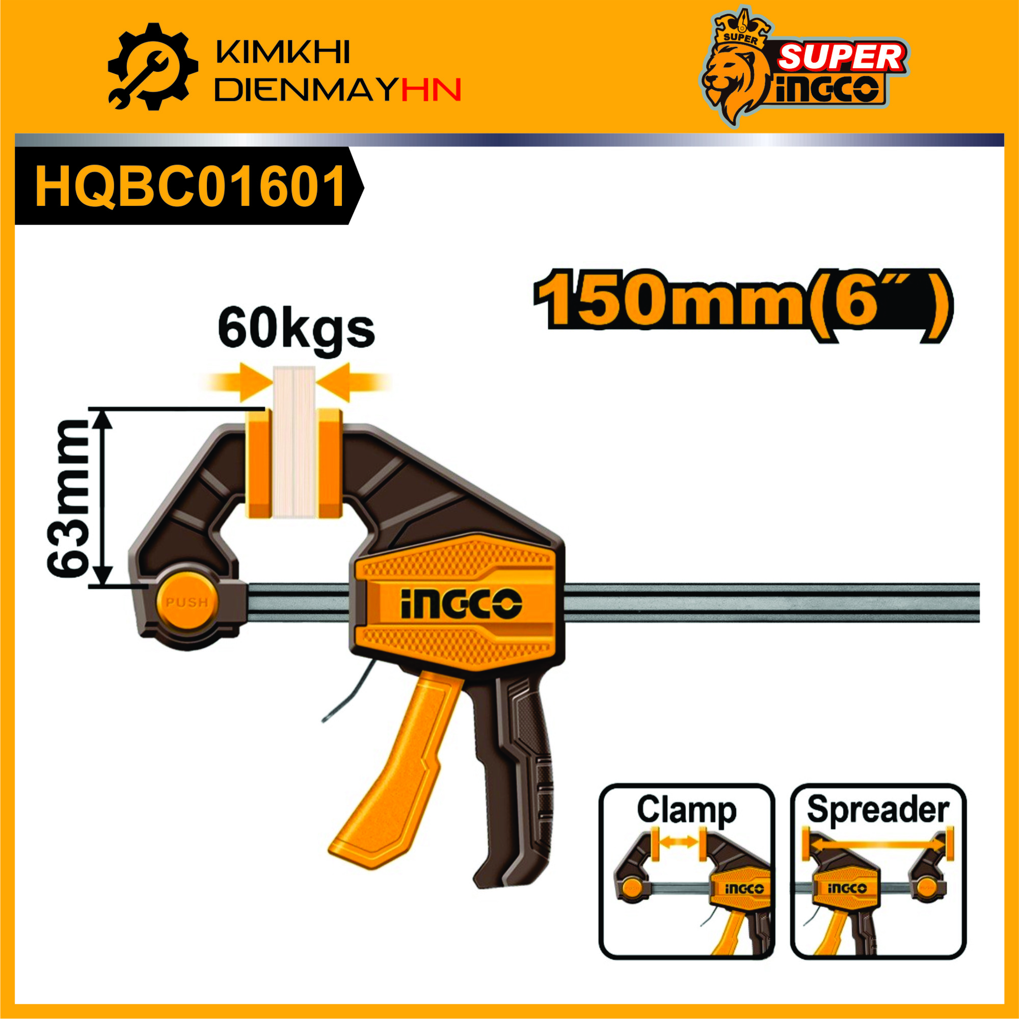 Cảo kẹp nhanh 150mm ingco hqbc01601