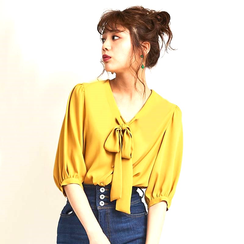 🔥[C025] Áo SƠ MI KIỂU NỮ CỘT NƠ CỔ tay lửng hàng Quảng Châu xinh xắn cực HOT - kholenqc
