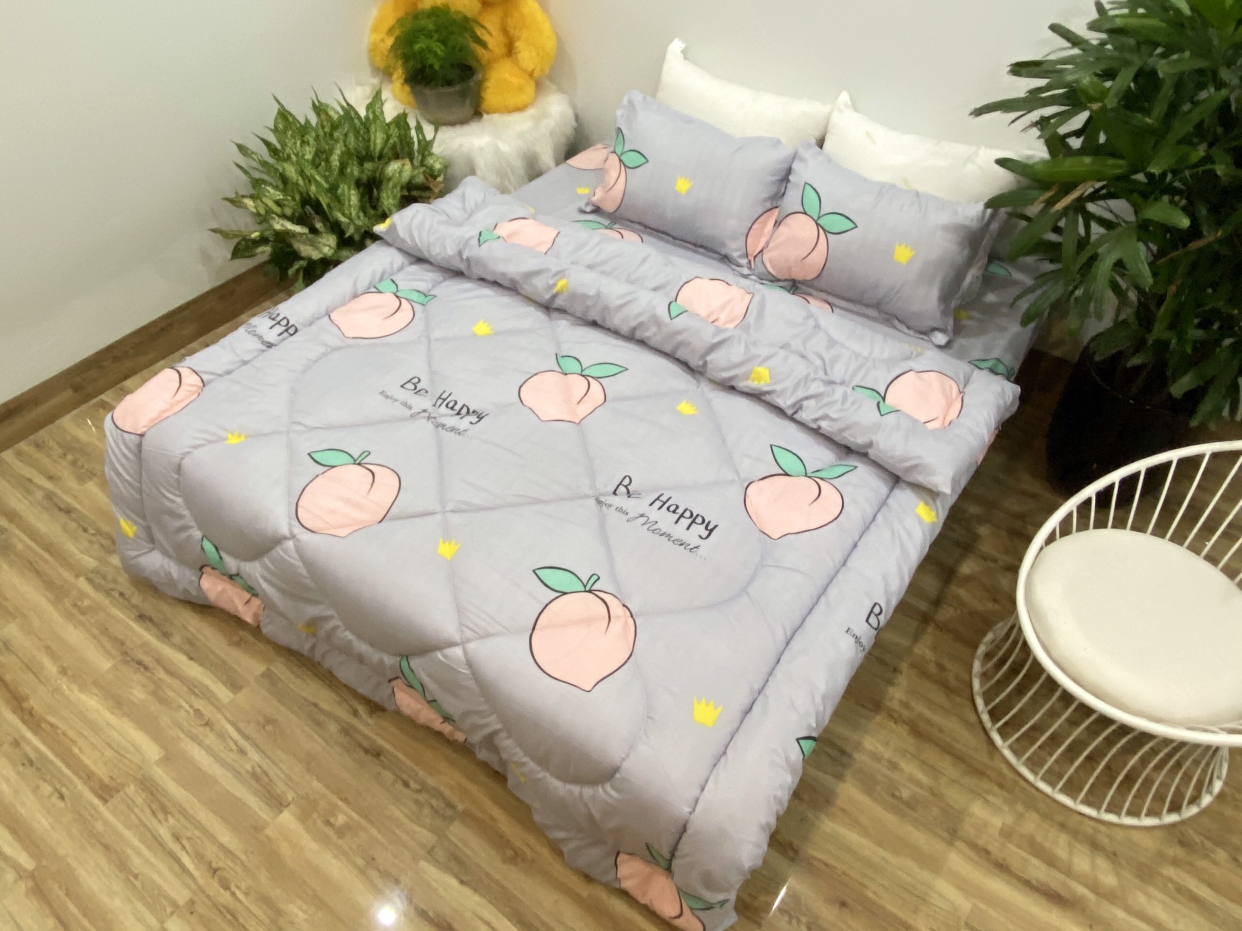 Bộ Chăn Phao 5 Món ( Gồm 1 Chăn Phao + 1 Ga Bo Chun + 2 Vỏ Gối Nằm + 1 Vỏ Gối Ôm) Mẫu Phao 38