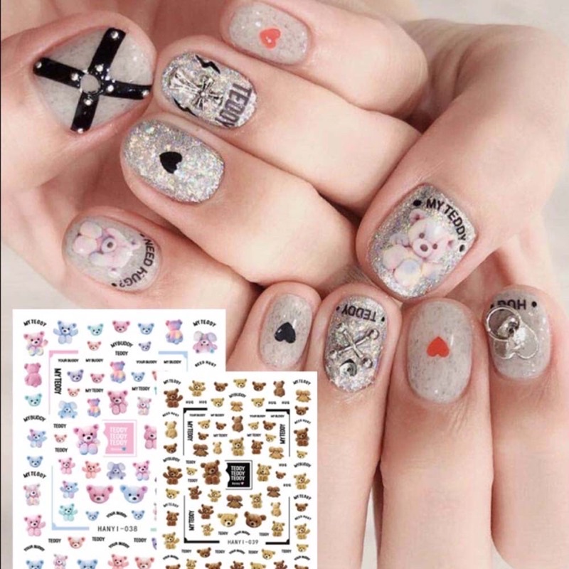Sticker hình dán móng gấu teddy siêu hot