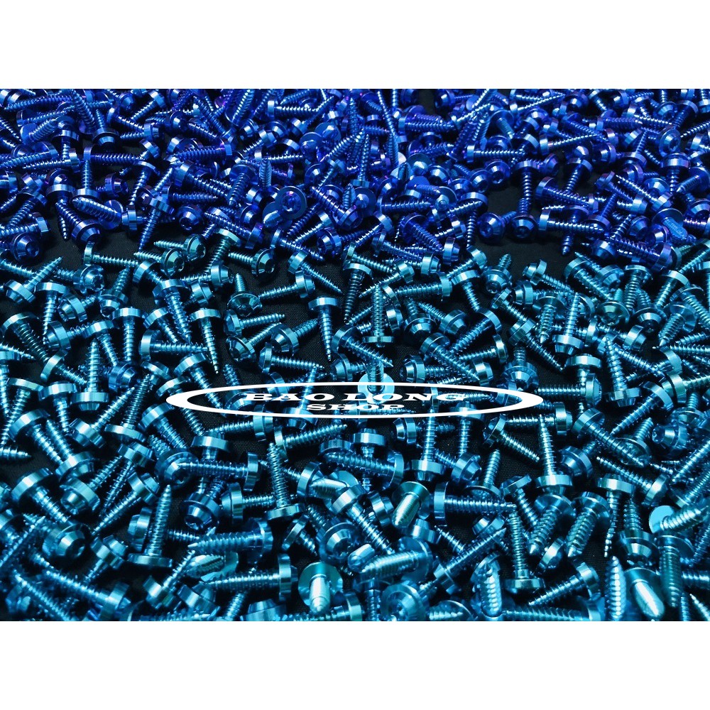 Ốc titanium gr5 xoắn 5li18 xanh lục bảo, xanh tím