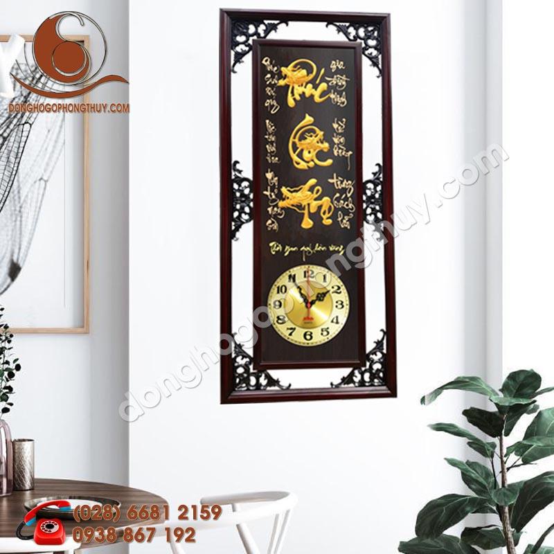 [HCM]TRANH ĐỒNG HỒ PHÚC LỘC THỌ GỖ