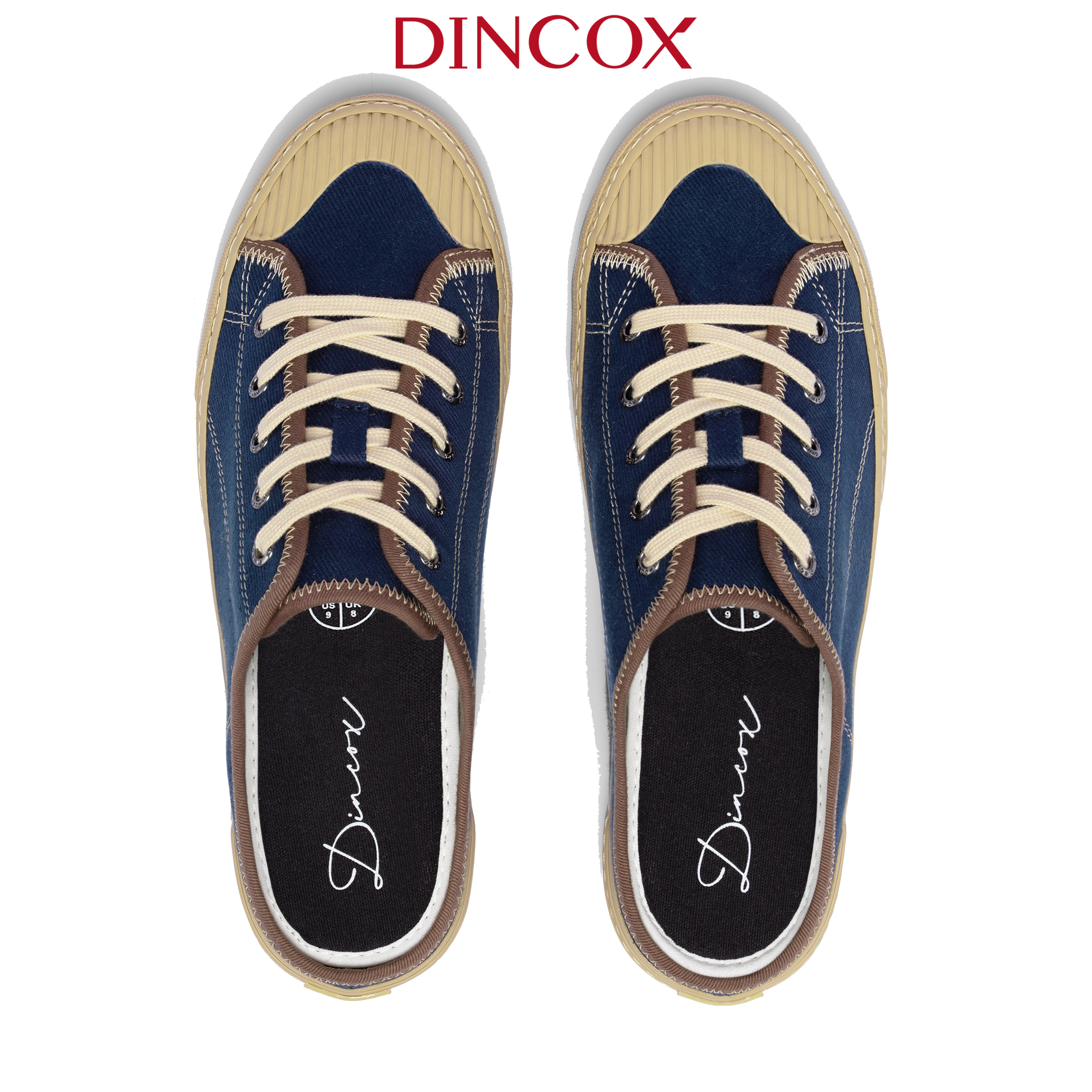 Giày Sục Đạp Gót Mules Dincox Vải canvas E10 Dark Navy