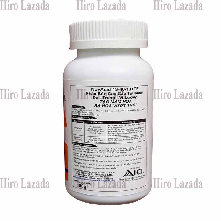Phân bón lá Novacid 13-40-13 tăng đậu trái chống rụng trái non (100g/hủ)