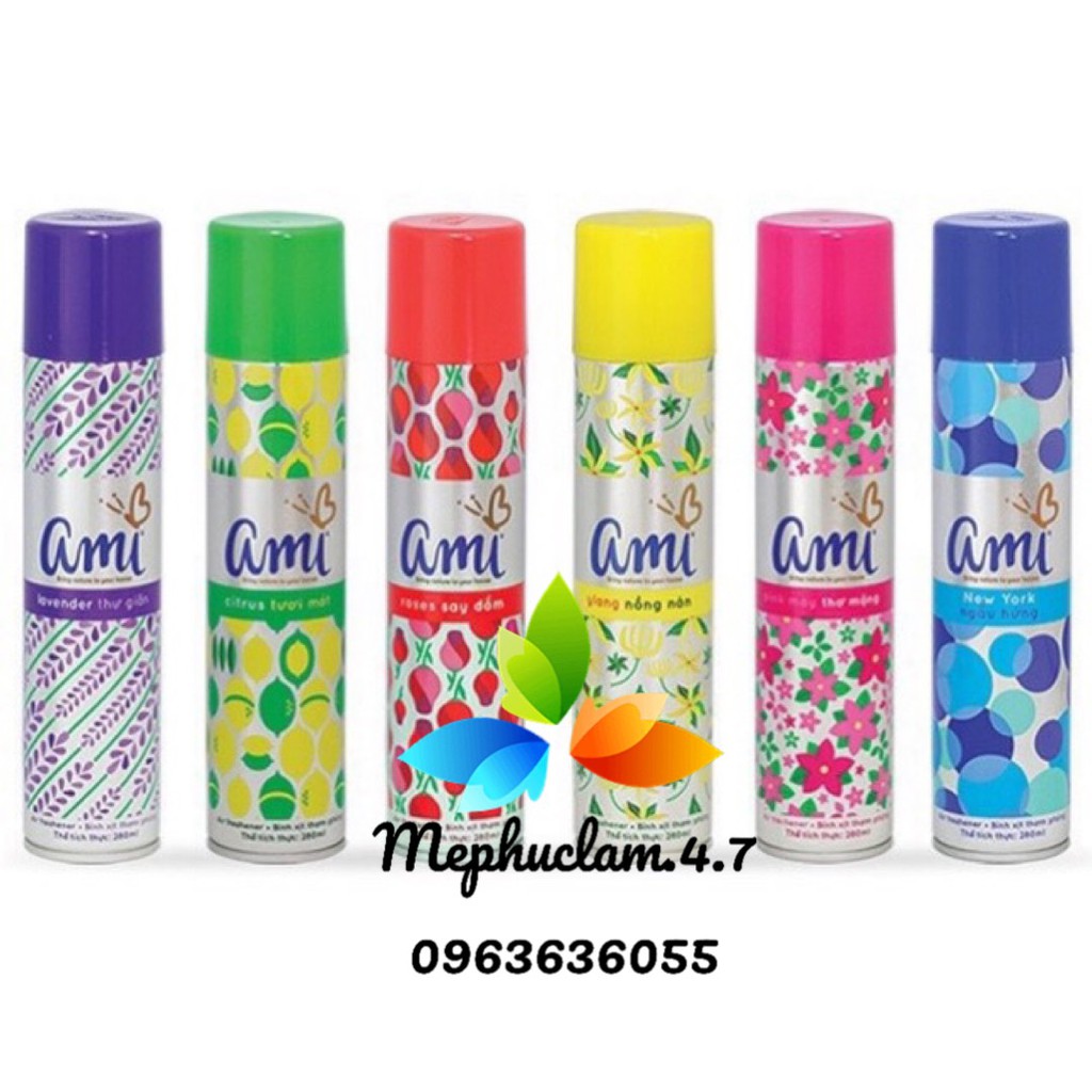 Xịt phòng Ami 280ml [ 6 Mùi Vị ]