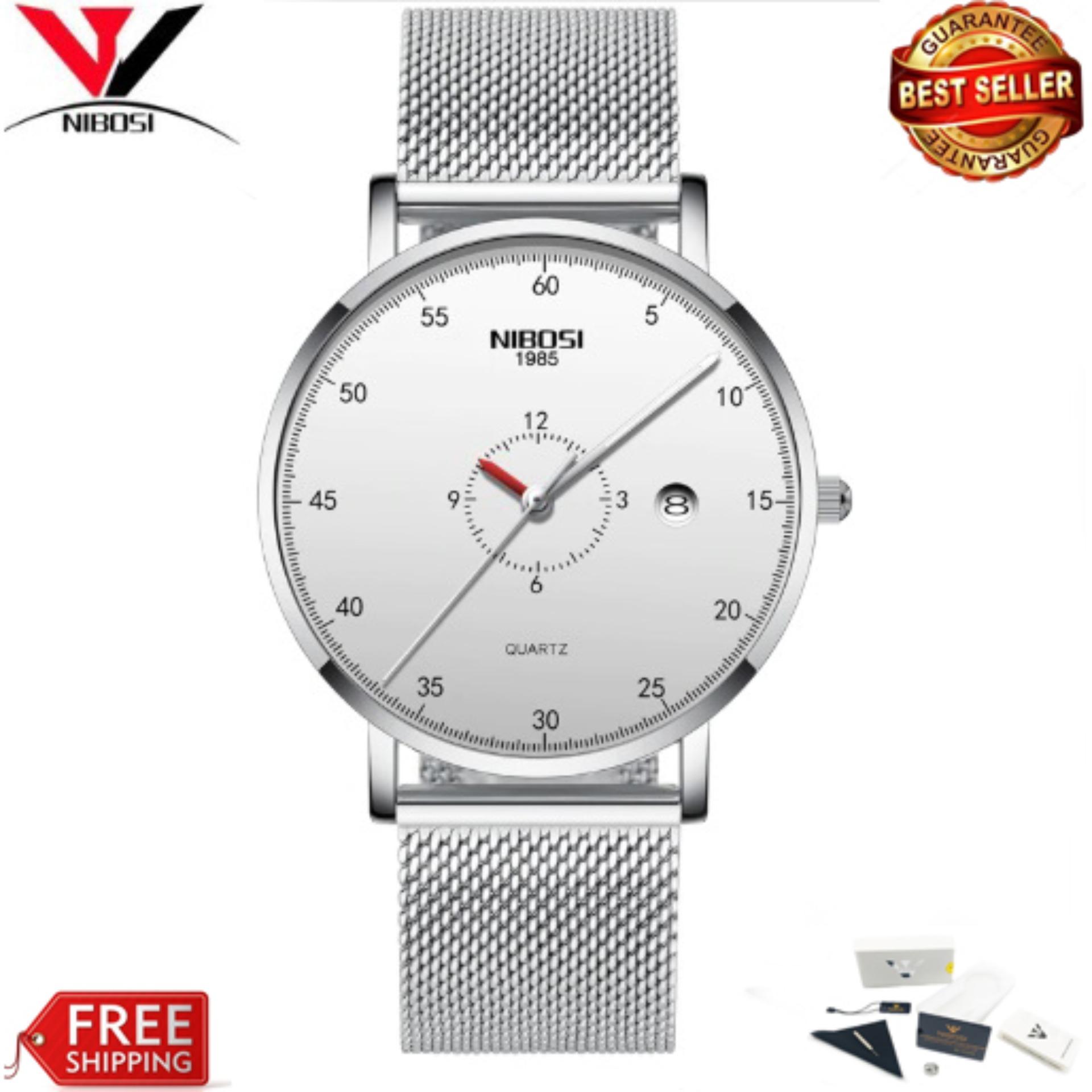 Đồng hồ nam dây lưới cao cấp Nibosi 2360