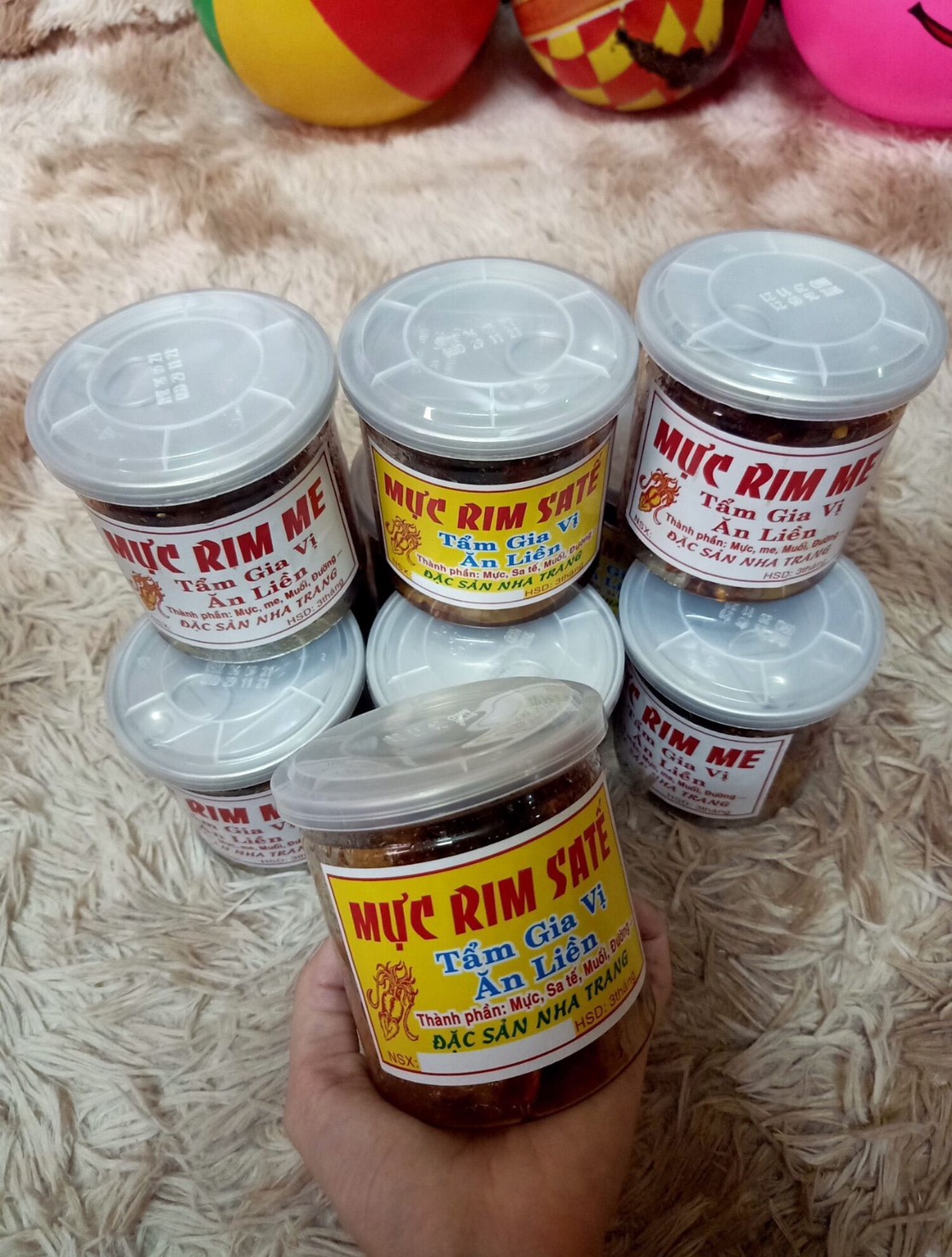 [ Combo 2 Hũ ] Mực Rim Me + Mực rim sa tế  ( mỗi hũ 200gram )