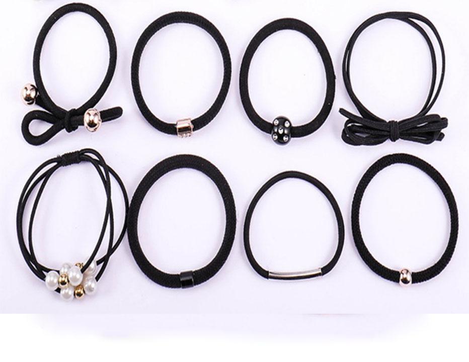 Bộ 12 Dây Buộc Tóc Cột Tóc Hàn Quốc (Màu Đen - Gồm Hộp)