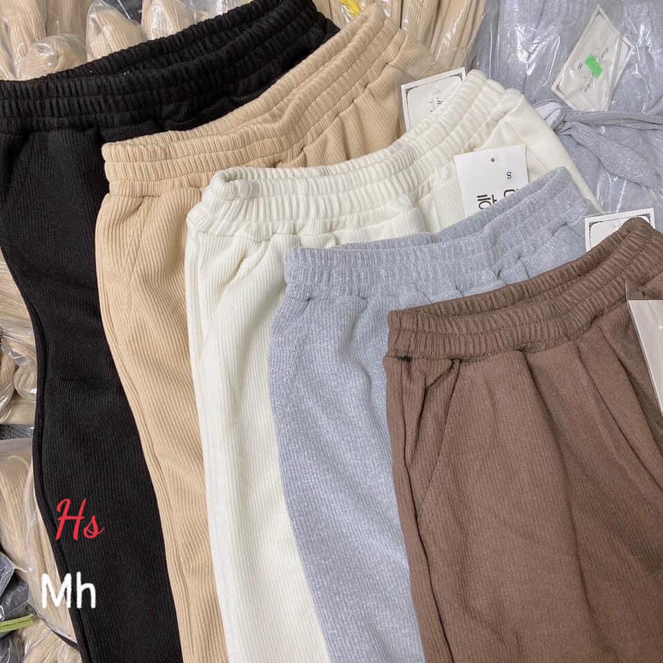 Quần jogger nữ chất nỉ nhung tăm dày dặn