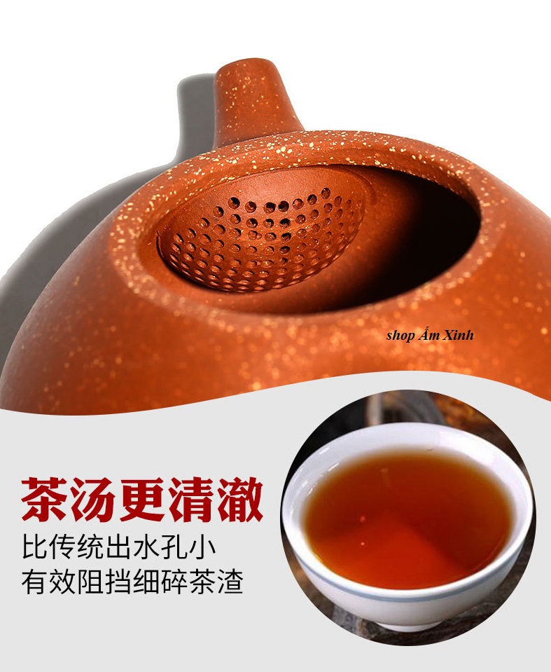 Ấm Tử Sa Nghi Hưng Thạch Biều Huyết Long Sa (14 lỗ)