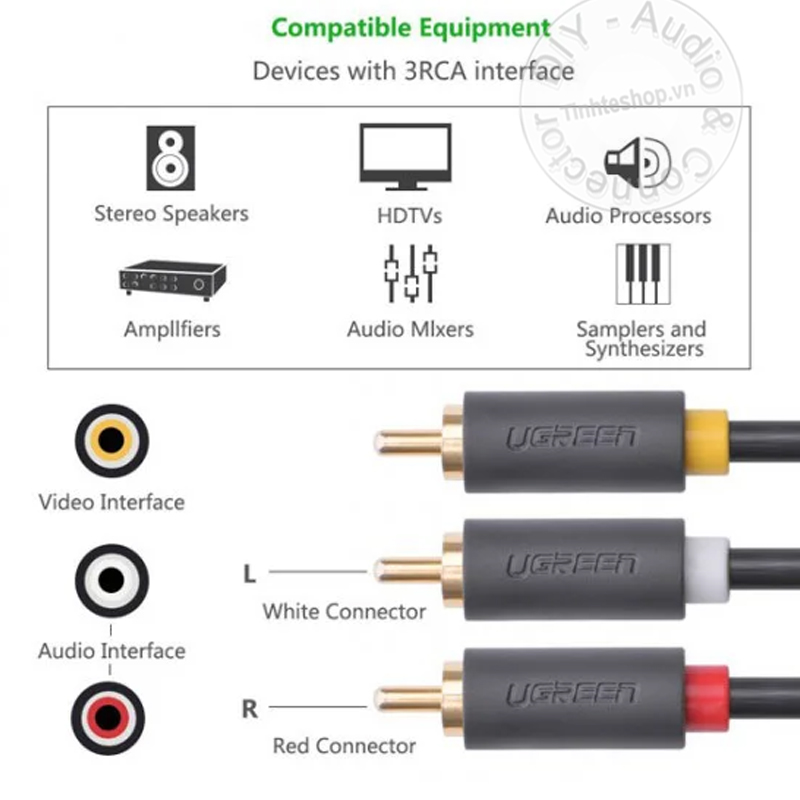 Cáp AV 3 đầu 1.5M đến 5M Ugreen AV105 - Dây RCA 3 ra 3