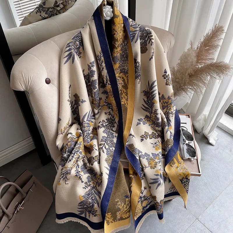 Khăn dạ cashmere hoa cao cấp  - Mẫu 2023