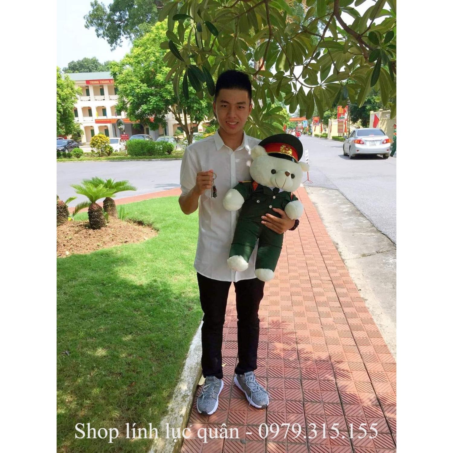 gấᴜ bông Quân đội Bộ đội Lục quân 55cm ( có in tên, tiết, quân hàm)