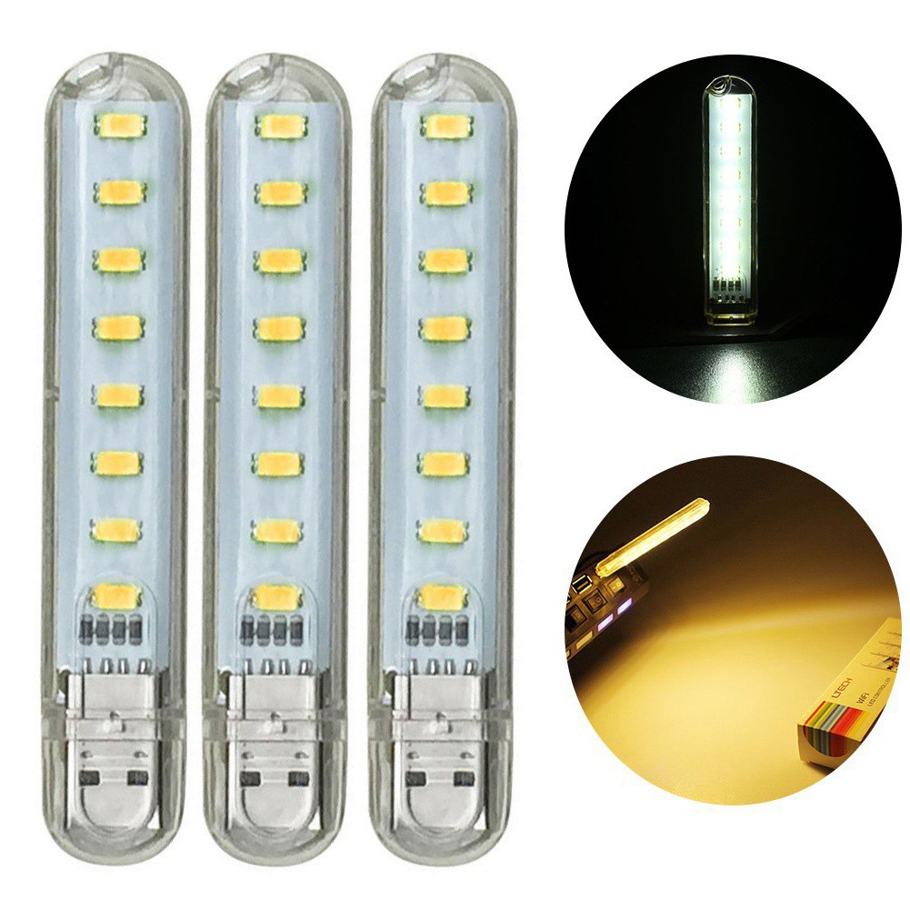 Đèn 8 bóng led siêu sáng cắm dùng nguồn usb công suất 1.4w ánh sáng vàng