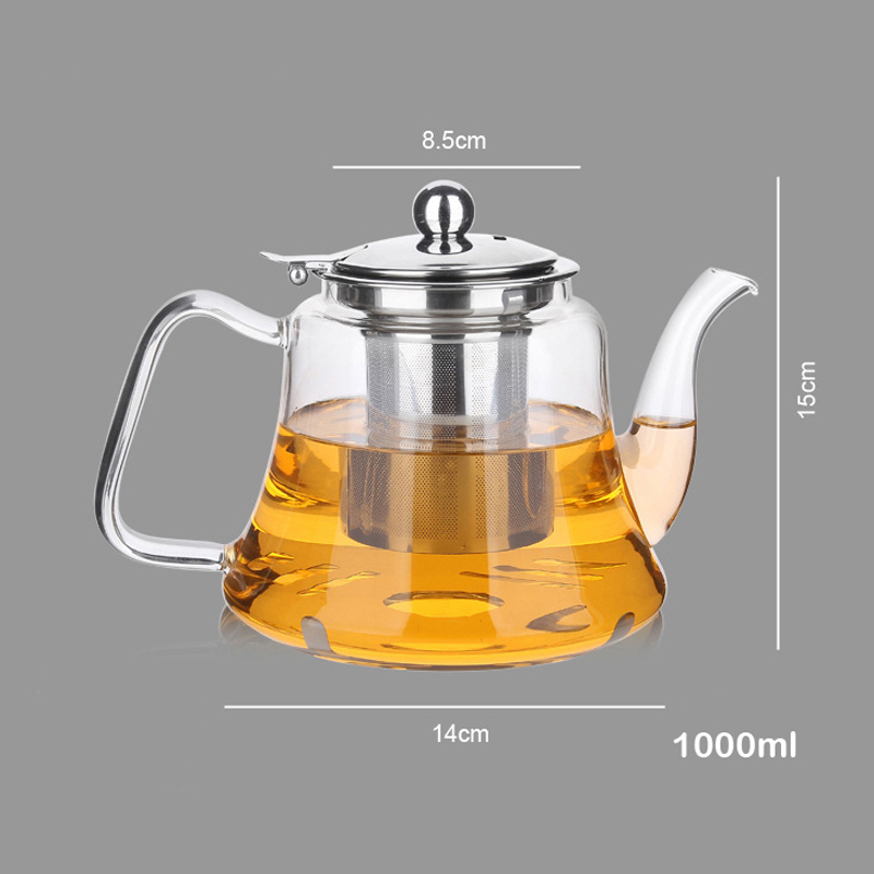 Bình Pha Trà Thủy Tinh Lõi Inox 304 Không Rỉ 1000ml