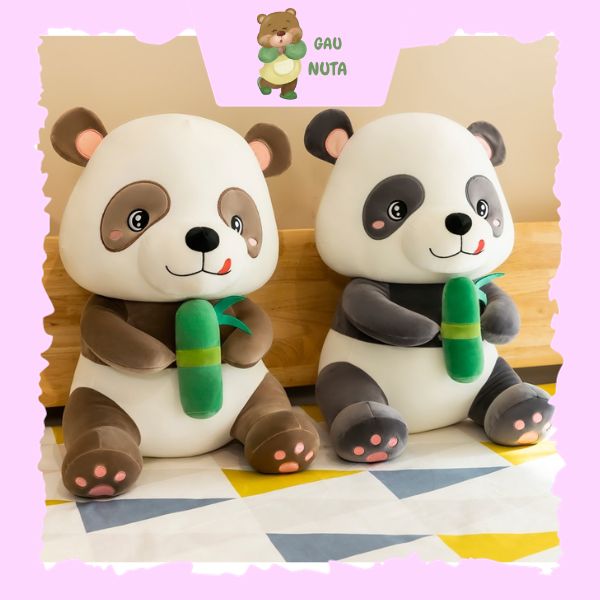 Gấu bông gấu trúc panda ôm măng - gấu trúc ôm tre vải misino cao cấp