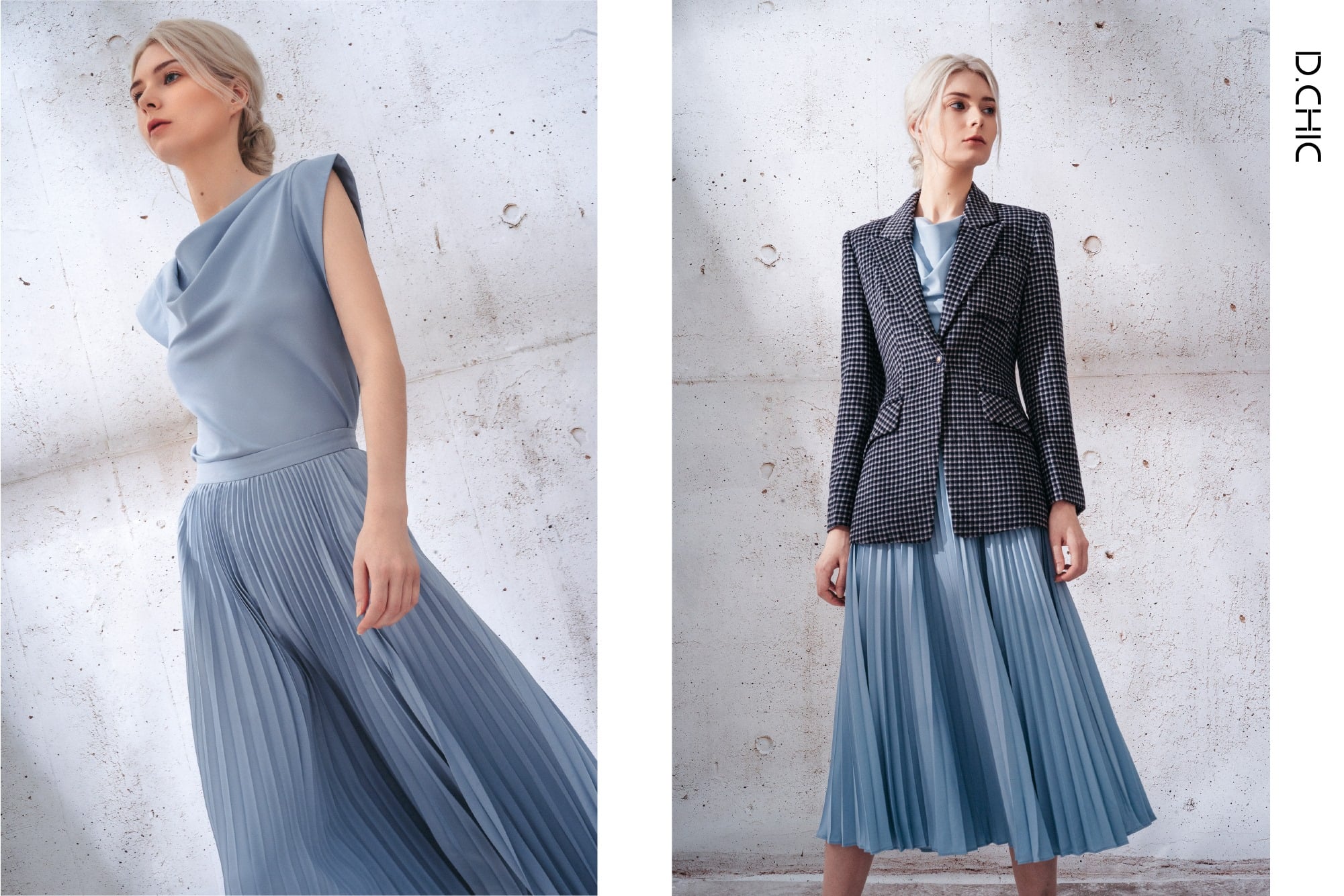 Áo vest dạ kẻ dáng ôm cổ 2 ve by D.CHIC MS: 160352