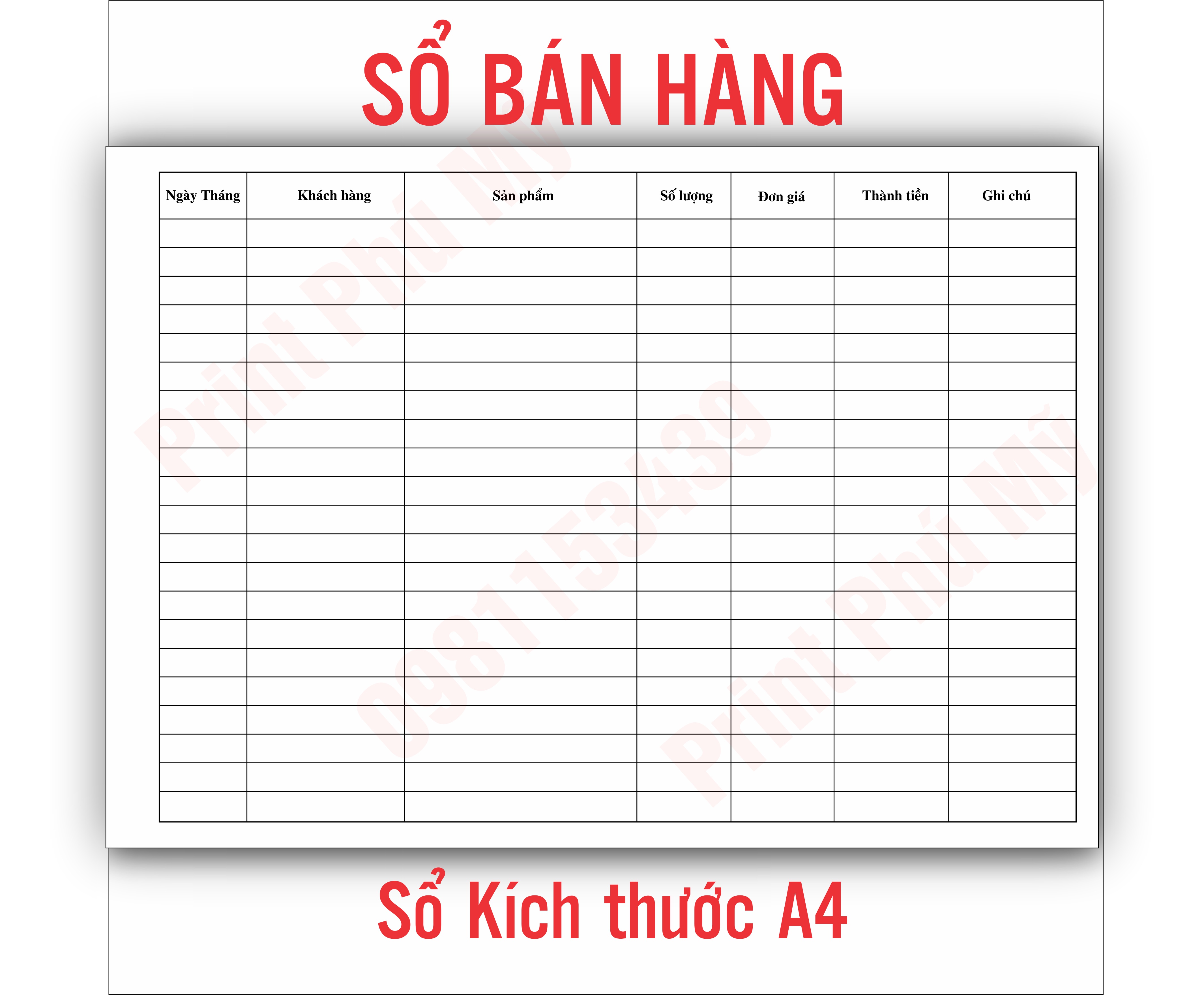 Sổ Bán Hàng kích thước A4 100 trang