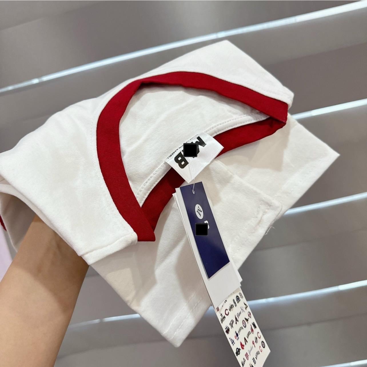 ÁO PULL CỘC TRẮNG NY VIỀN ĐỎ NỮ LS_ATN938