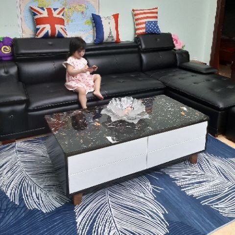 Thảm Bali họa tiết lông vũ xanh Y07