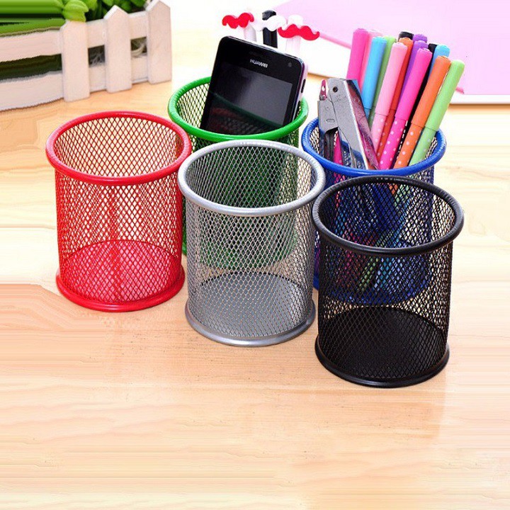 HỘP ĐỰNG BÚT LƯỚI KIM LOẠI, HỘP ĐỰNG ĐA NĂNG NHIỀU MÀU ĐỂ BÀN