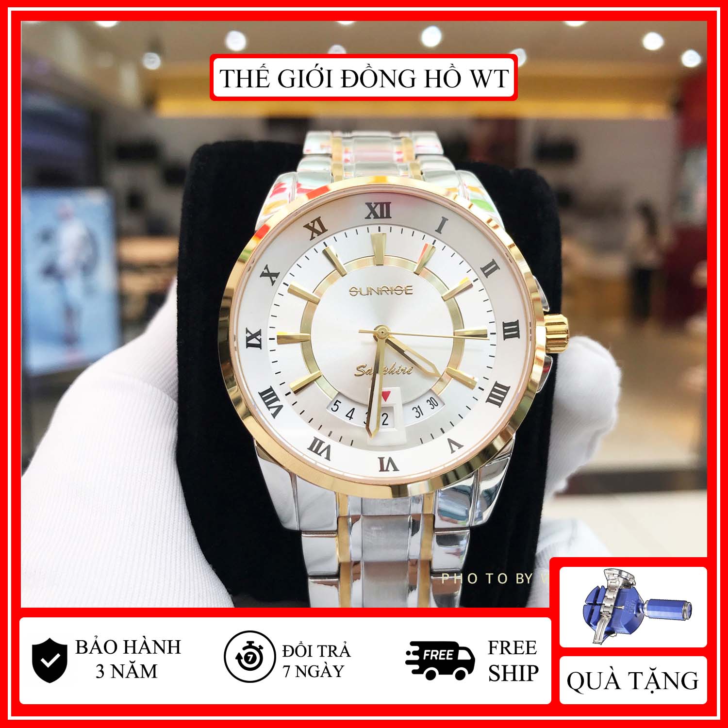 Đồng hồ nam, đông hồ  Sunrise DM771SWA Full hộp , túi , thẻ bảo hành , Sapphire chống xước , chống nước