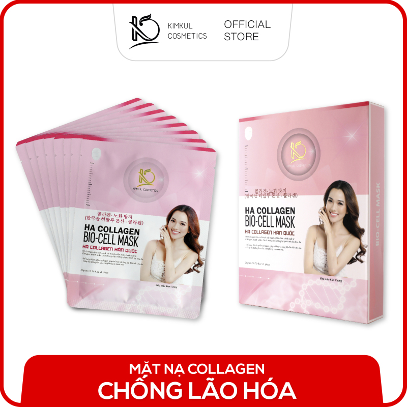 (Mã Freeship+Giảm 10K) Mặt nạ Collagen Hàn Quốc KimKul HA Collagen Bio-Cell Mask (Giảm thêm 30K khi mua 10 item) - Mặt nạ Collagen chống lão hóa chuẩn Hàn Quốc dưỡng trắng, ngừa lão hóa cao cấp