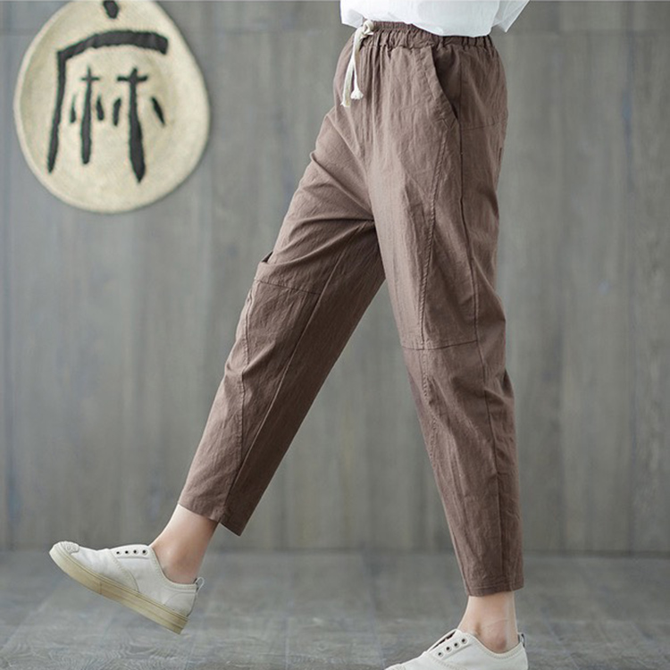 Quần baggy harem Linen nữ