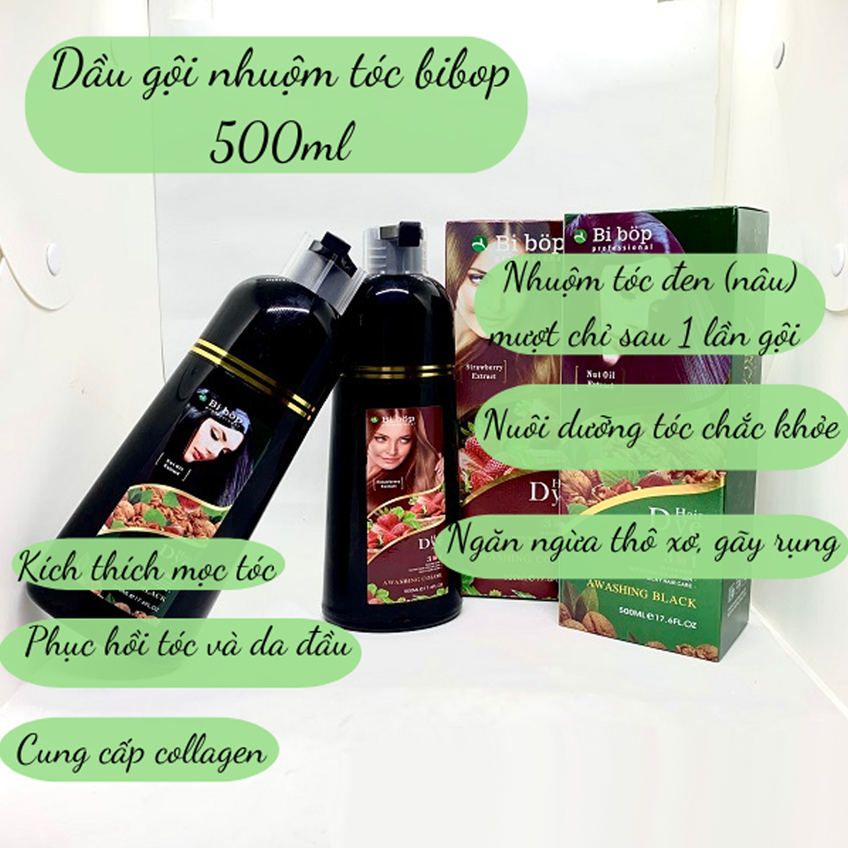 Dầu gội phủ bạc Bi Bop 500ML