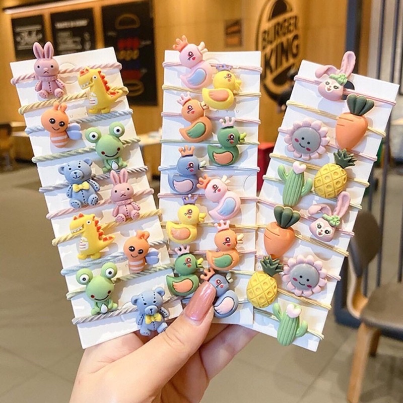 Combo 10 dây buộc tóc , dây cột tóc nhiều hình dễ thương