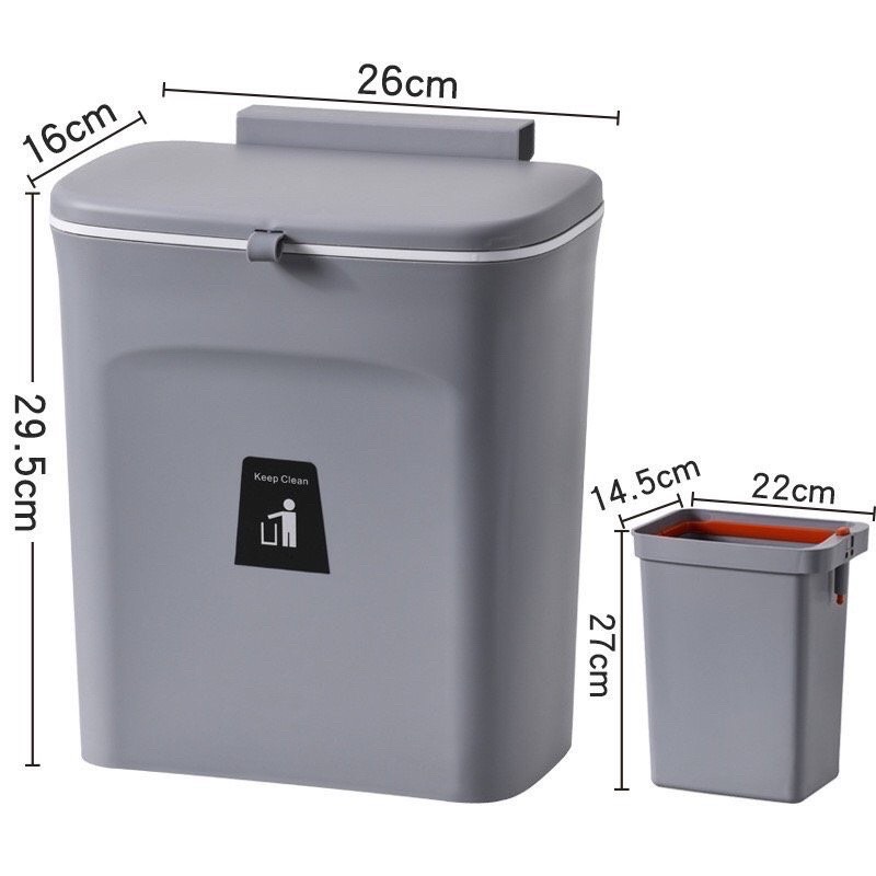 THÙNG RÁC THÔNG MINH MẪU MỚI KÈM RUỘT CÓ NẮP ĐẬY - Thùng rác cài cánh tủ bếp - Treo gắn tủ bếp -Dán nhà vệ sinh