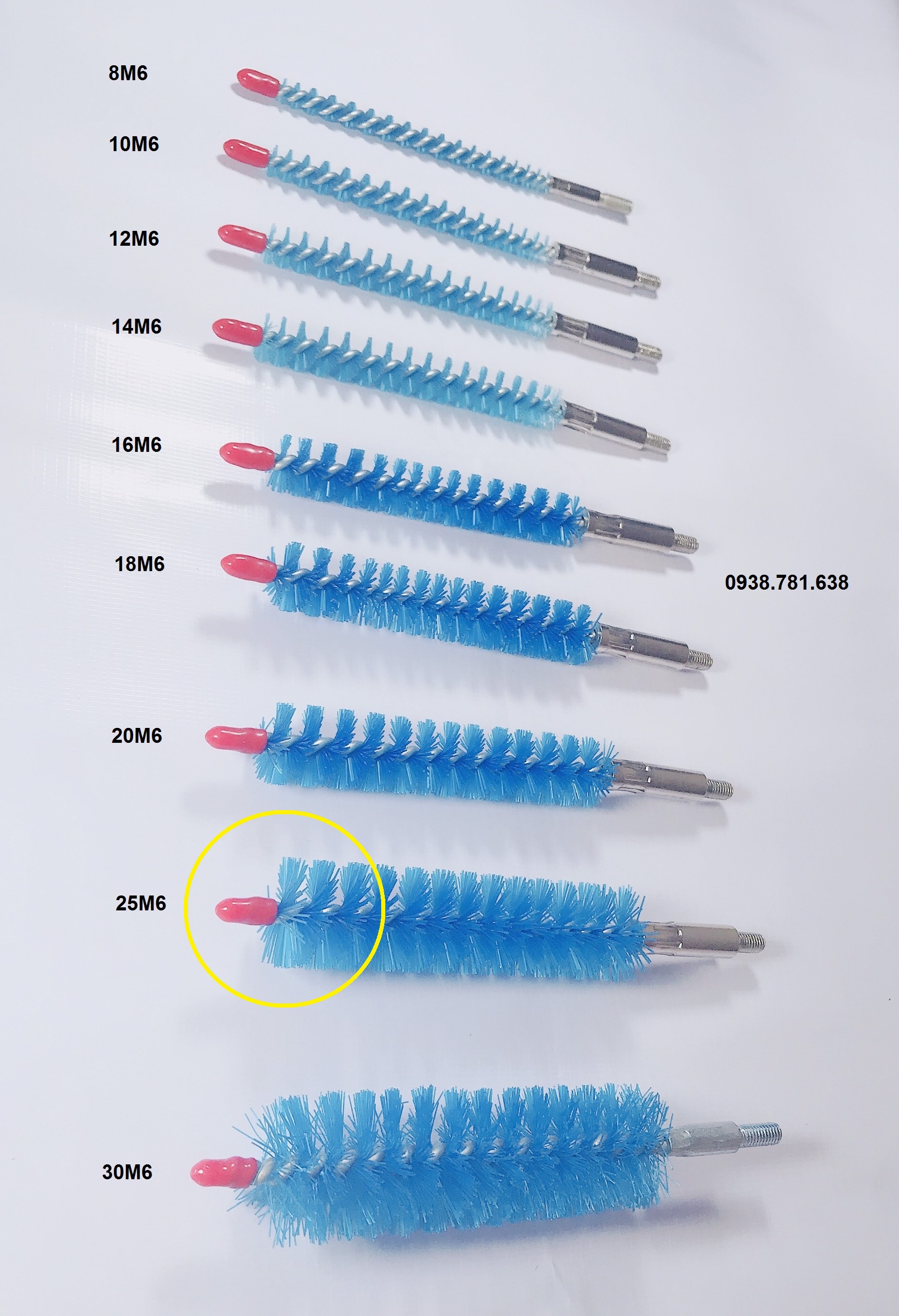 Chổi cước thông ống Nylon xanh ren M6