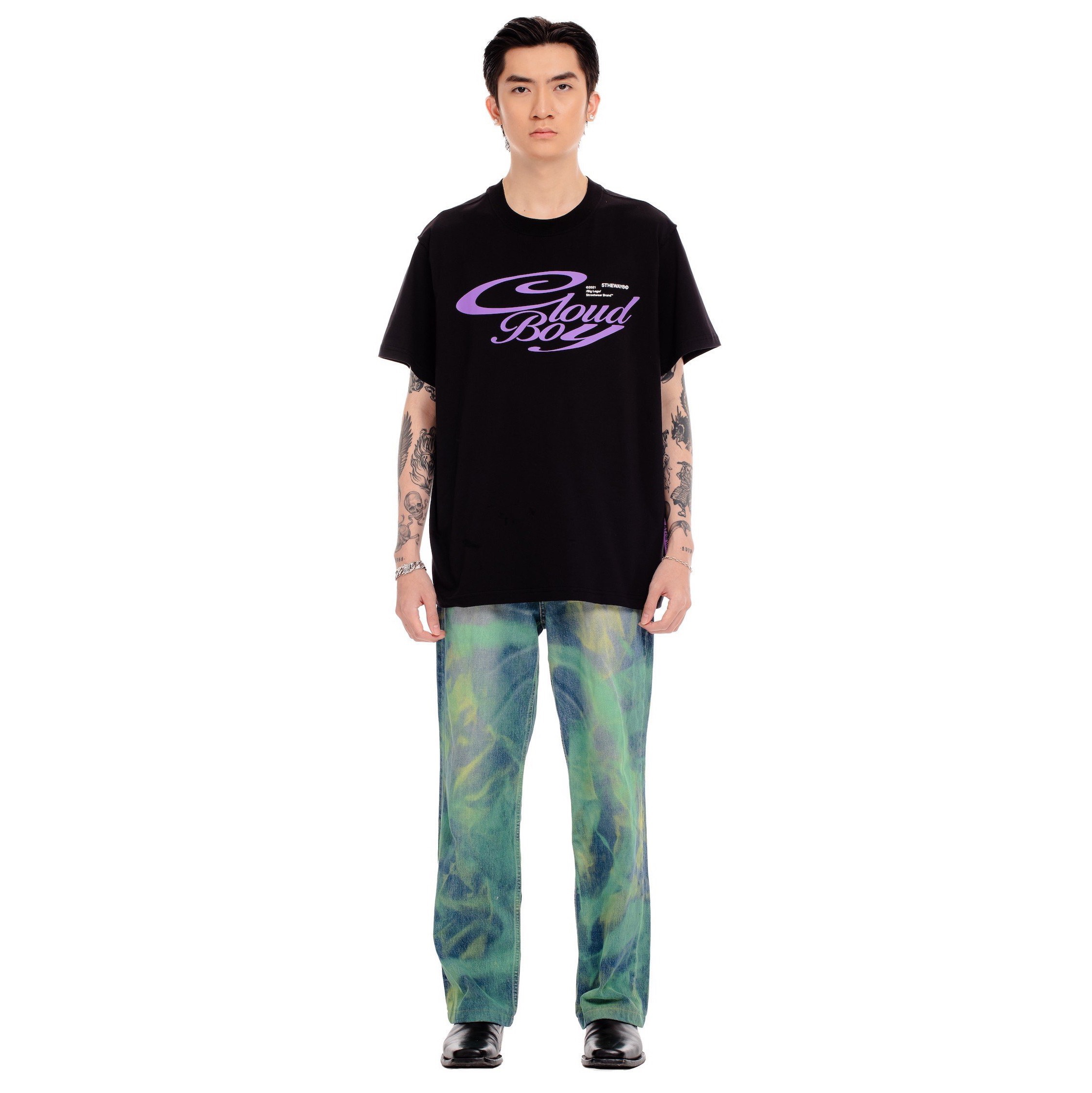 Áo thun tay ngắn cổ tròn 5THEWAY® /cloud boy/ SQUARE TEE