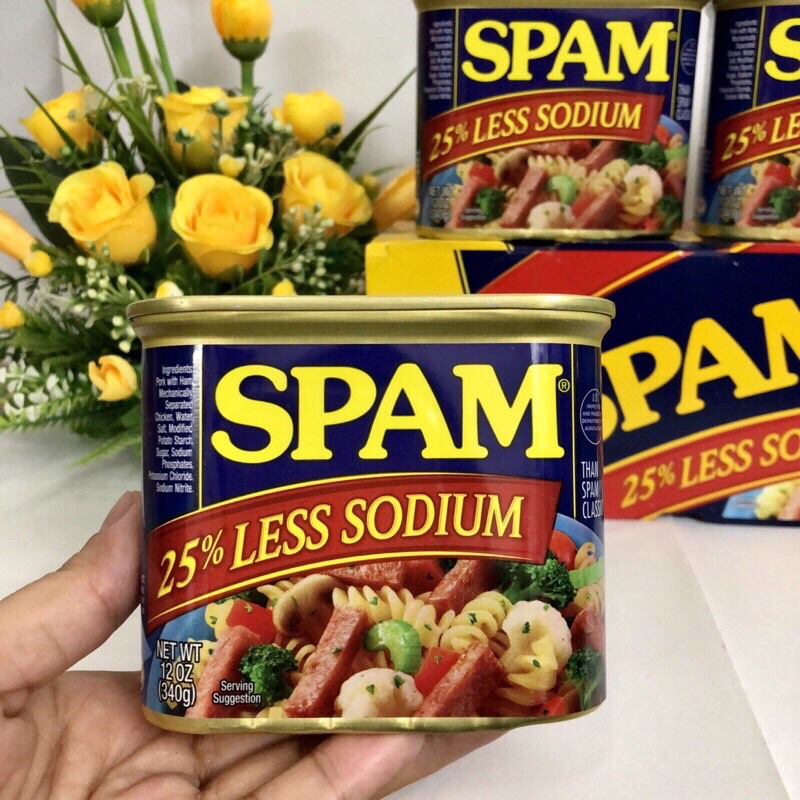 [CHUẨN MỸ] THỊT HỘP SPAM 25% LESS SODIUM 340Gr (Ít Mặn)