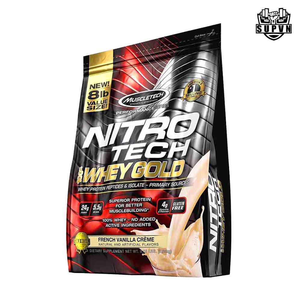 NitroTech 100% Whey Gold 8lbs (109Serving) - Sữa Tăng Cơ Whey Protein Tinh Khiết