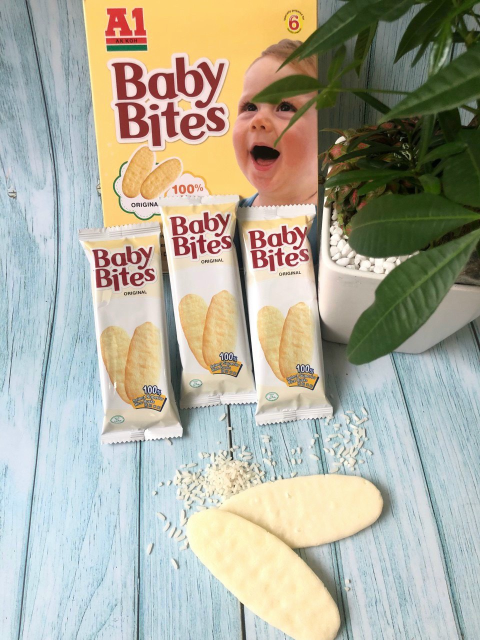 Bánh Gạo Ăn Dặm Vị Tự Nhiên Baby Bites  A1 (hộp 50g) BéTừ 6 tháng