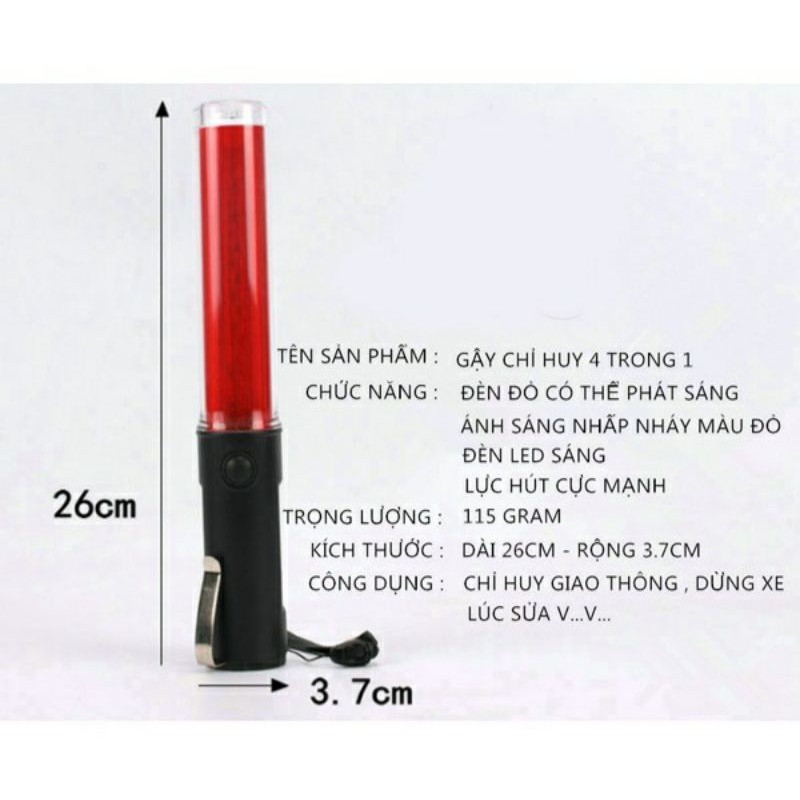 GẬY CHỈ HUY GIAO THÔNG 1 MÀU, GẬY PHÂN LUỒNG GIAO THÔNG CÓ ĐÈN - SỬ DỤNG PIN