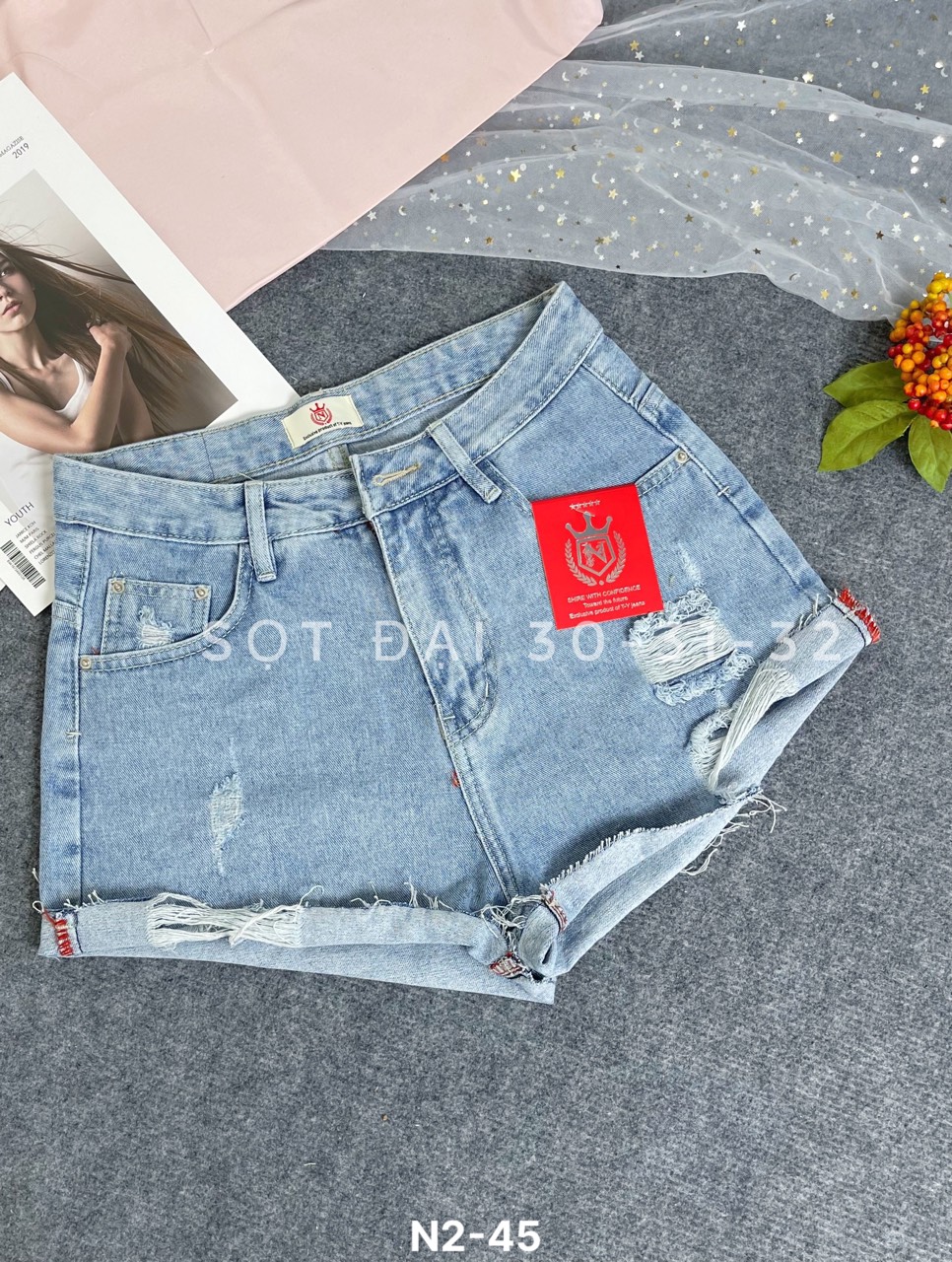 Quần Short Jean Nữ Rách Tua Lai Size Đại Dành Cho Bạn Gái 50-62kg