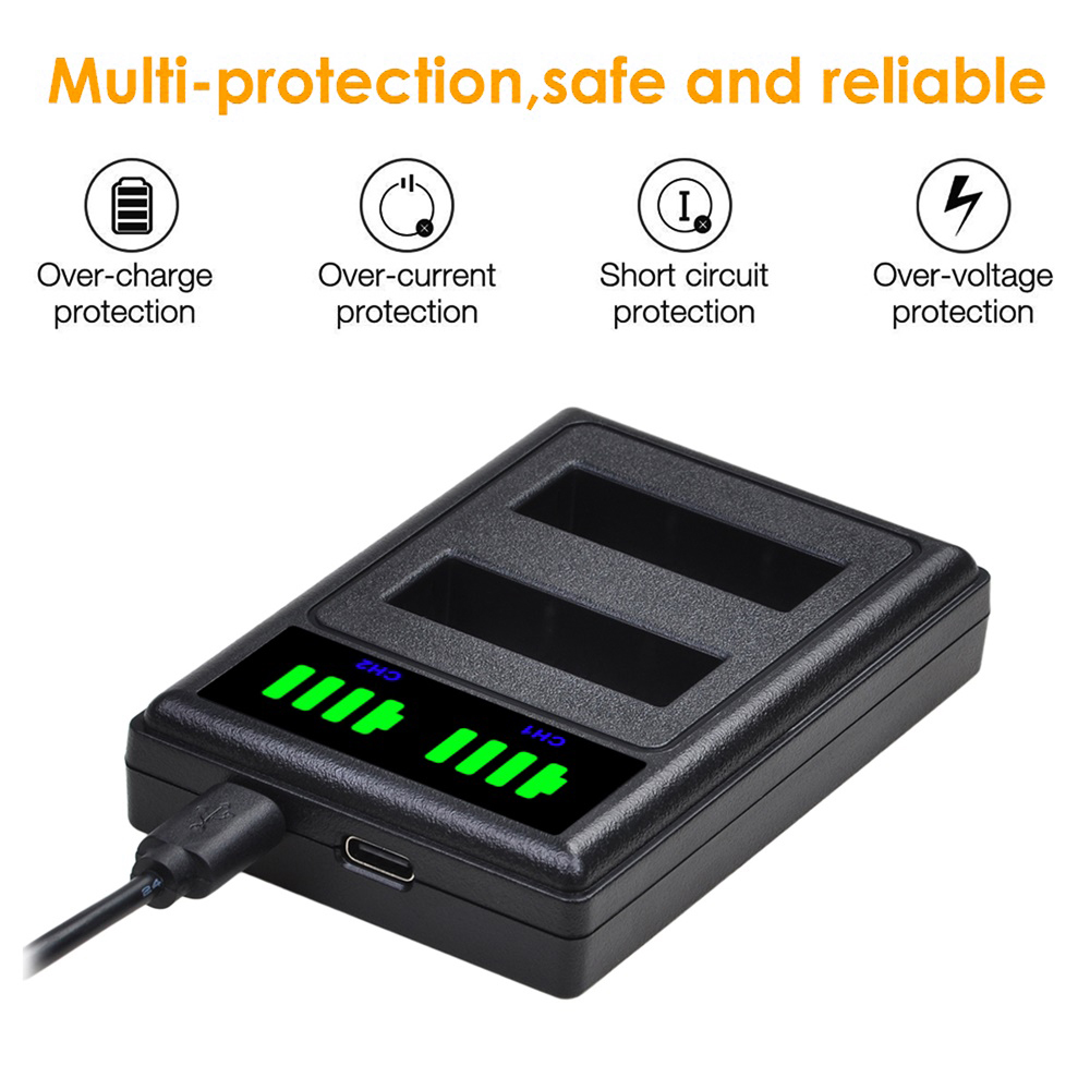 2000mAh PS-BLS5 bls5 bls50 Pin BLS-5 sạc với Type-C cho Olympus bút BLS-50 E-PL2 E-PL5 E-PL6 E-PL7 E-PM2