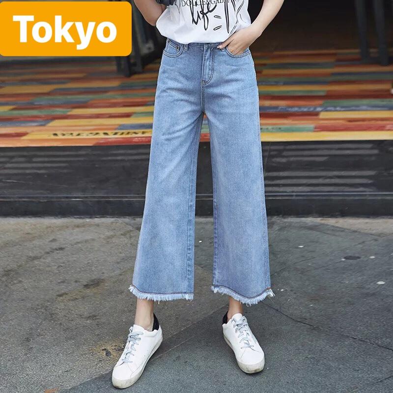 QUẦN JEAN BAGGY CHẤT BÒ NỮ XANH ỐNG RỘNG LOE LƯNG CAO NÂNG MÔNG YAMAHA SÀNH ĐIỆU 2022 CAO CẤP - TOKYO FASHION