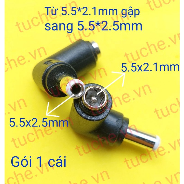 Đầu chuyển sạc từ đầu 5.5*2.1mm gập sang đầu 5.5*2.5mm