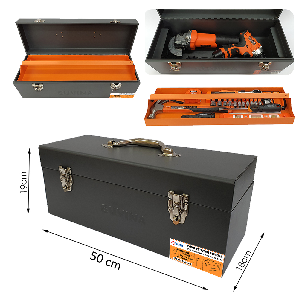 Hộp đựng dụng cụ 1 tầng 1 khay su500-1t, chất liệu hợp kim, tay cầm tiện dụng, sơn mạ tĩnh điện, có khóa an toàn