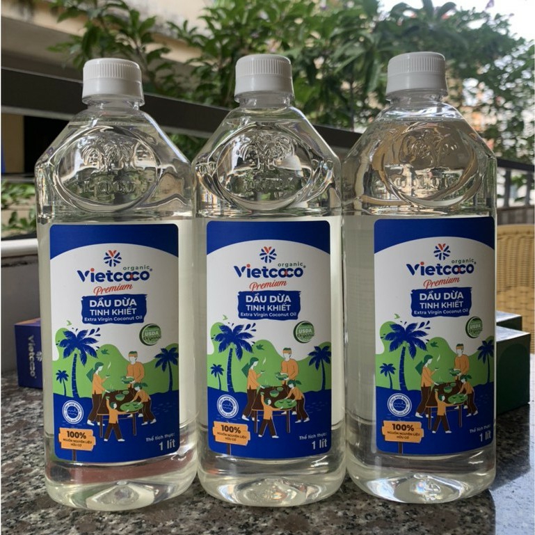 Dầu Dừa Tinh Khiết Hữu Cơ Chai 1 Lít Vietcoco