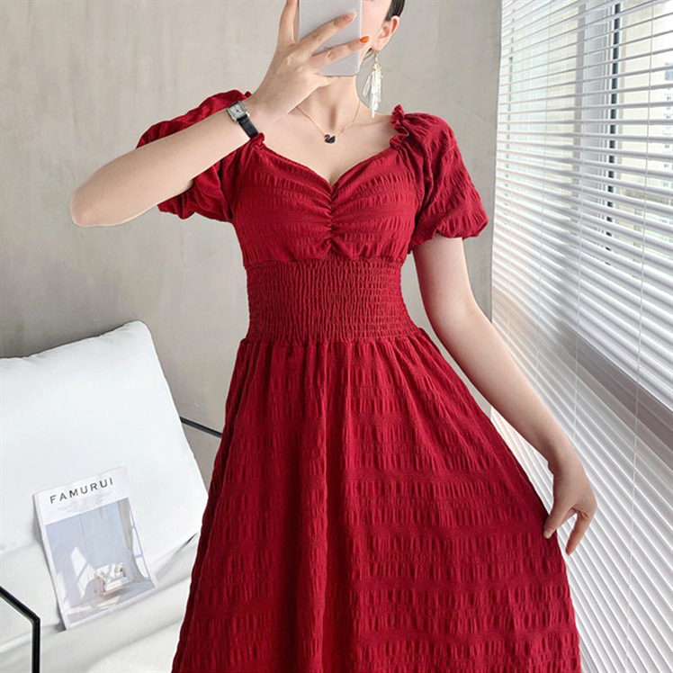Đầm Voan Cổ Tim Xếp Ly Eo Co Giãn - New Thoi Trang