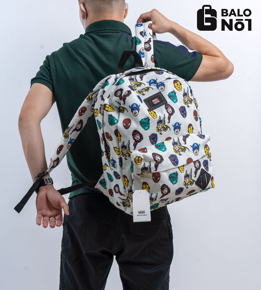 [HCM]Balo Cao Cấp Van.s X Marvel Old Skool II Backpack White