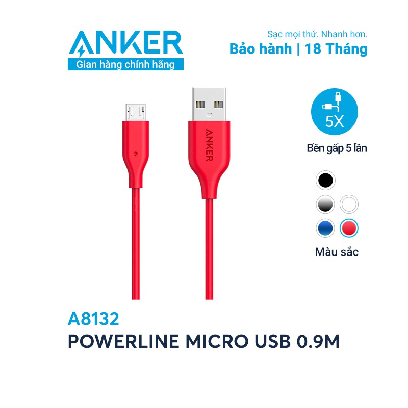 Cáp sạc ANKER PowerLine Micro USB dài 0.9m - A8132 ttshop247